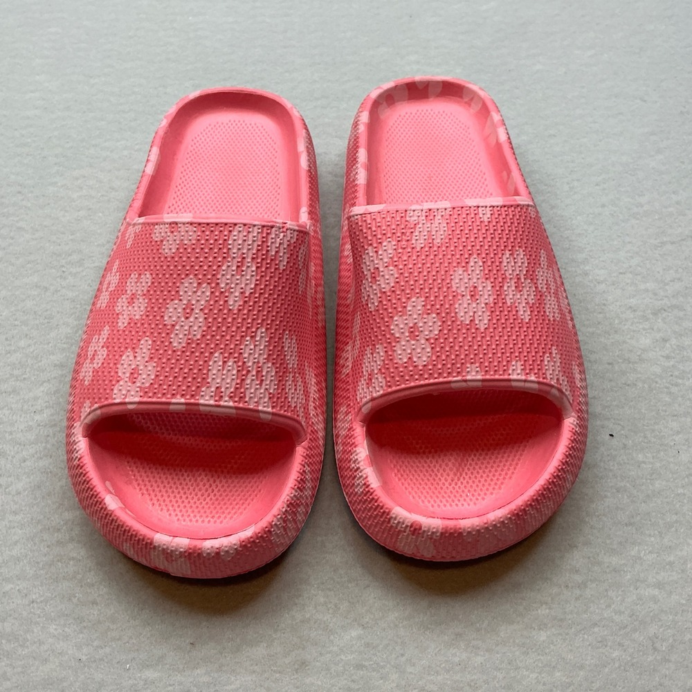 Unbranded Pink Floral Cloud Slides Thick Platform Comfort Sandals Size 9/10 - Picture 2 of 9